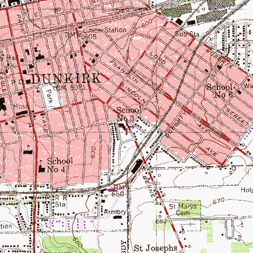 Topographic Map of School 3, NY