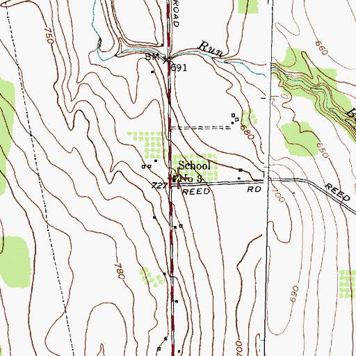 Topographic Map of School Number 3 (historical), NY