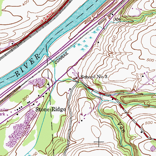 Topographic Map of School Number 3 (historical), NY