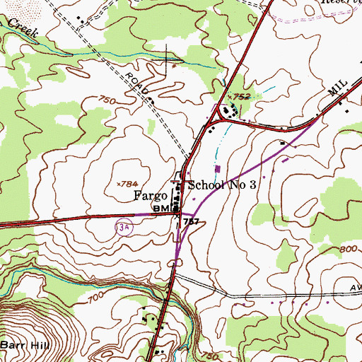 Topographic Map of School Number 3 (historical), NY