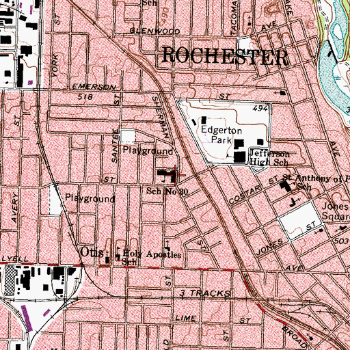 Topographic Map of General Elwell S Otis School, NY