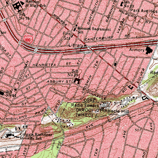 Topographic Map of Pinnacle School, NY