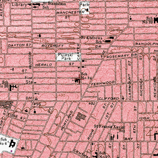Topographic Map of Henry W Longfellow School, NY