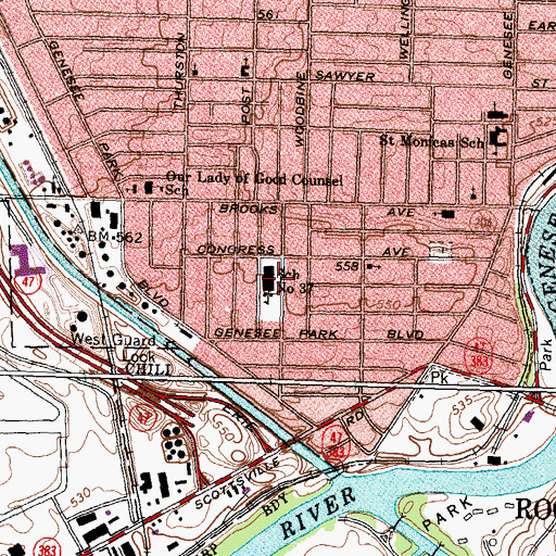 Topographic Map of School Number 37, NY