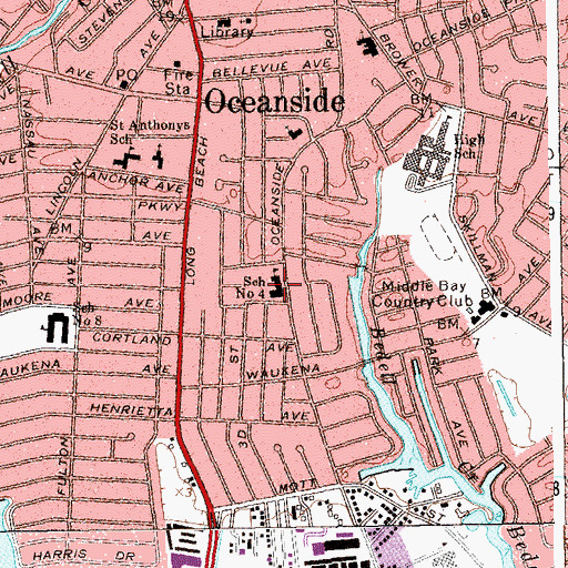 Topographic Map of School Number 4, NY