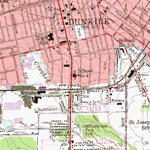Topographic Map of School 4, NY