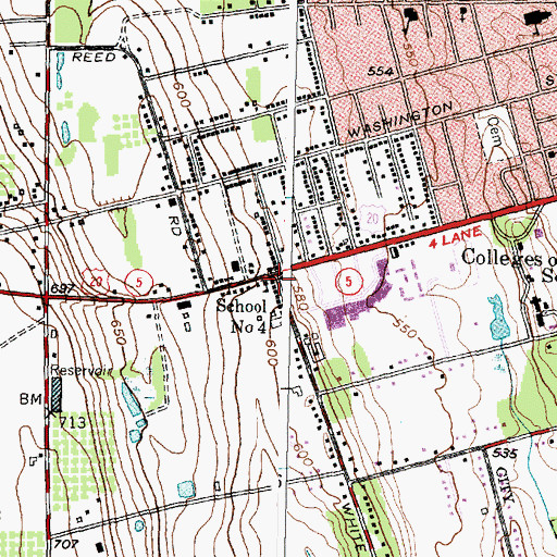 Topographic Map of School Number 4 (historical), NY