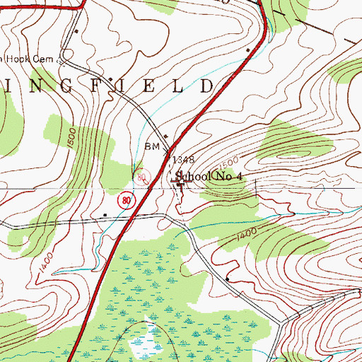 Topographic Map of School Number 4 (historical), NY