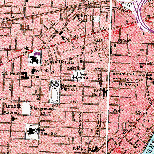 Topographic Map of George Mather Forbes School, NY