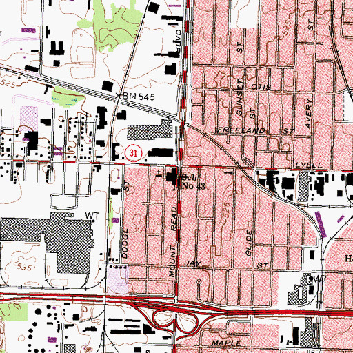 Topographic Map of Theodore Roosevelt School, NY