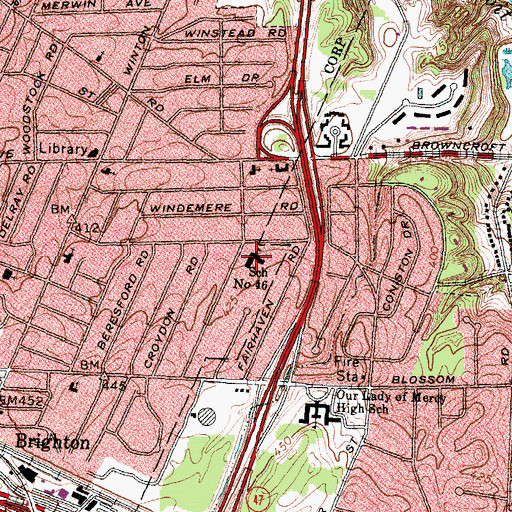 Topographic Map of Charles Carroll School, NY