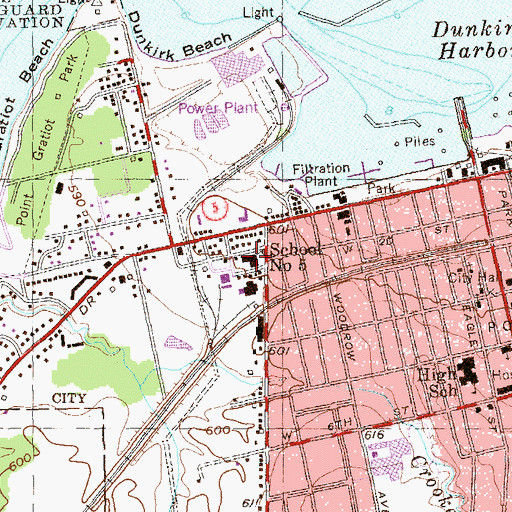 Topographic Map of School 5, NY