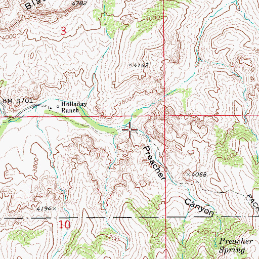 Topographic Map of Preacher Canyon, AZ