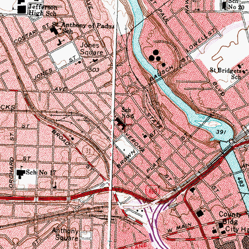 Topographic Map of School Number 5, NY