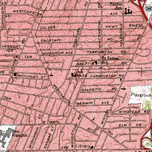 Topographic Map of Frank Fowler Dow School, NY