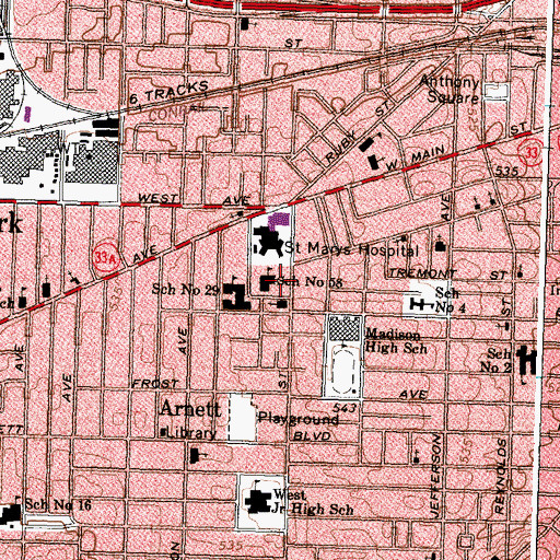 Topographic Map of School Number 53, NY