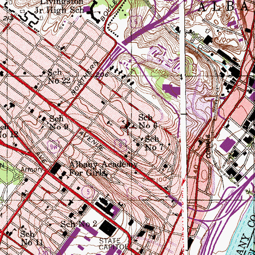 Topographic Map of School Number 6 (historical), NY