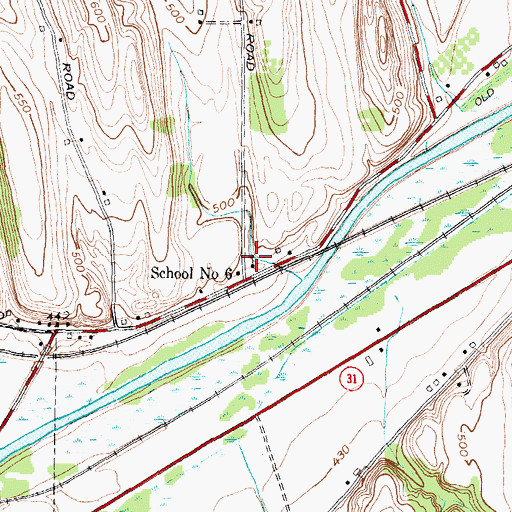 Topographic Map of School Number 6 (historical), NY