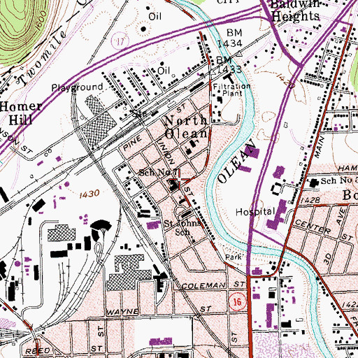 Topographic Map of North Hill Elementary School, NY