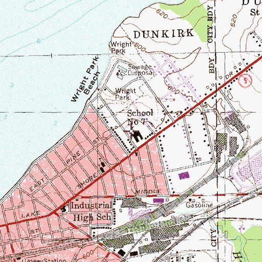 Topographic Map of School Number 7, NY