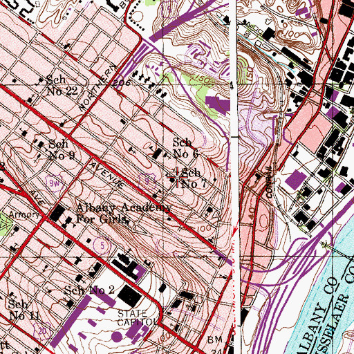 Topographic Map of School Number 7 (historical), NY