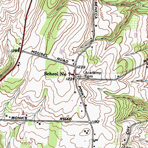 Topographic Map of School Number 7 (historical), NY