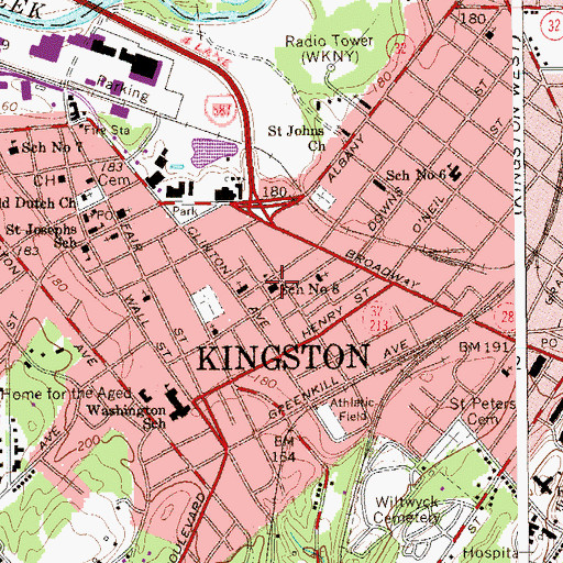 Topographic Map of School Number 8 (historical), NY
