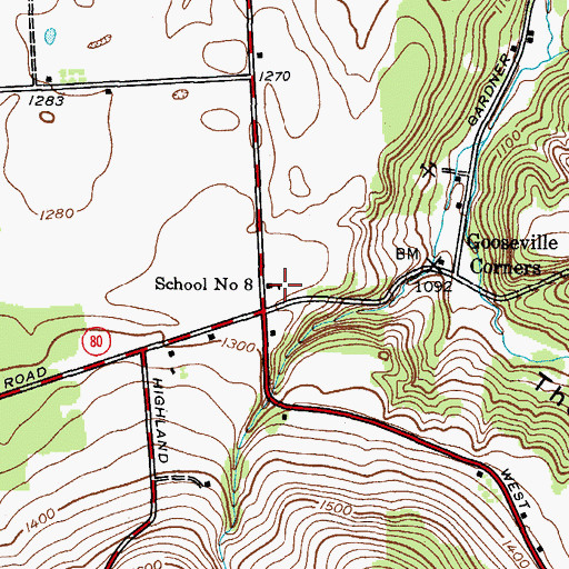 Topographic Map of School Number 8 (historical), NY