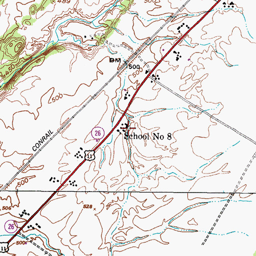 Topographic Map of School Number 8 (historical), NY