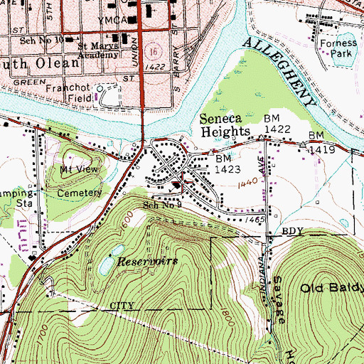 Topographic Map of School Number 9 (historical), NY