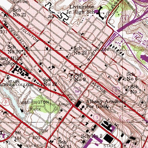 Topographic Map of School Number 9 (historical), NY