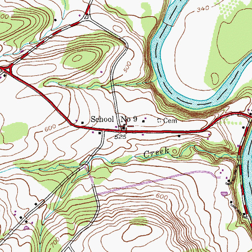 Topographic Map of School Number 9 (historical), NY