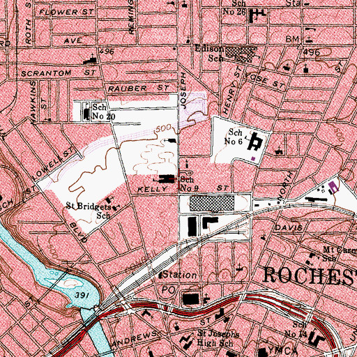 Topographic Map of School Number 9, NY