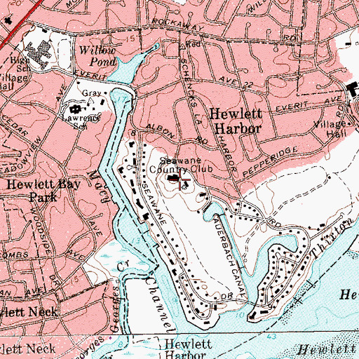 Topographic Map of Seawane Country Club, NY