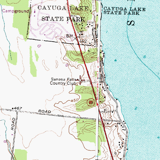 Topographic Map of Seneca Falls Country Club, NY