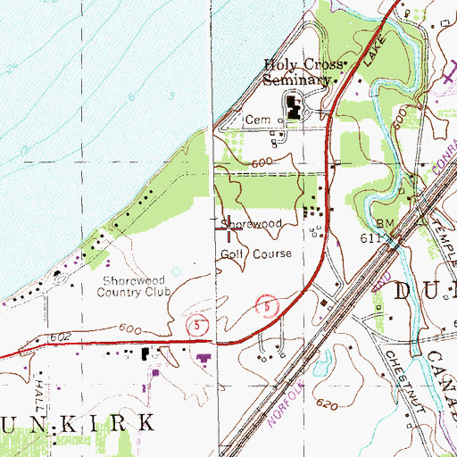 Topographic Map of Shorewood Golf Course, NY