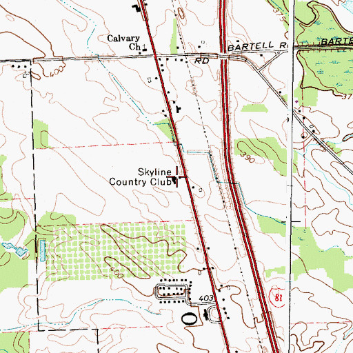 Topographic Map of Skyline Country Club, NY