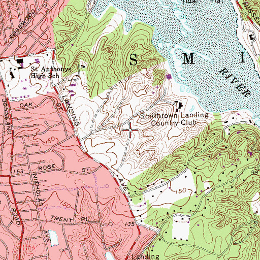 Topographic Map of Smithtown Landing Country Club, NY