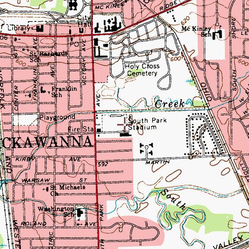 Topographic Map of South Park Stadium, NY