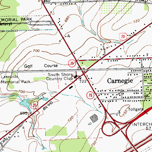 Topographic Map of South Shore Country Club, NY