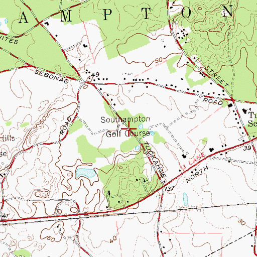 Topographic Map of Southampton Golf Course, NY