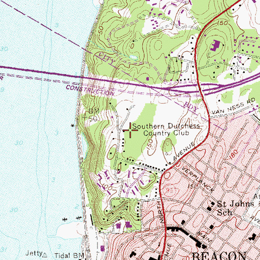 Topographic Map of Southern Dutchess Country Club, NY