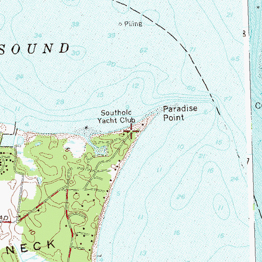Topographic Map of Southold Yacht Club, NY