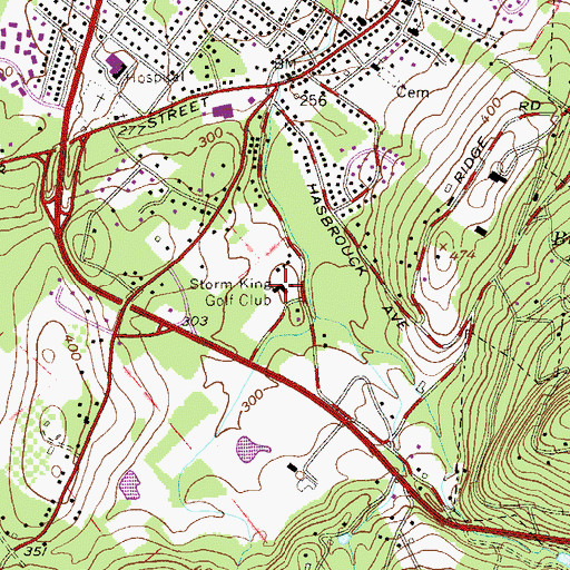 Topographic Map of Storm King Golf Club, NY