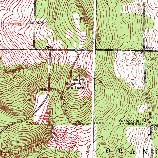 Topographic Map of Sugar Hill Fire Tower, NY