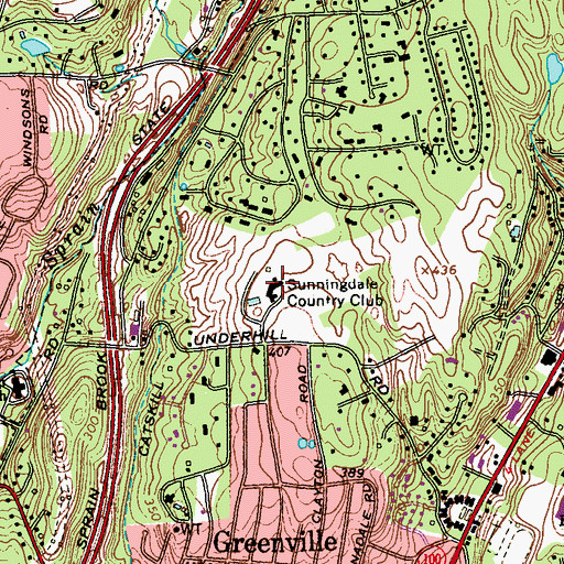 Topographic Map of Sunningdale Country Club, NY