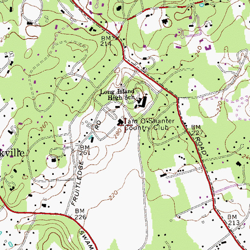Topographic Map of Tam O'Shanter Country Club, NY