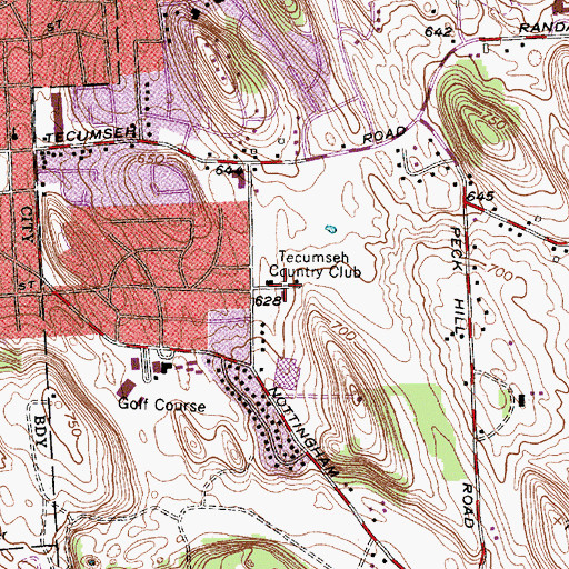 Topographic Map of Tecumseh Country Club, NY