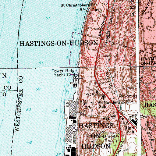 Topographic Map of Tower Ridge Yacht Club, NY