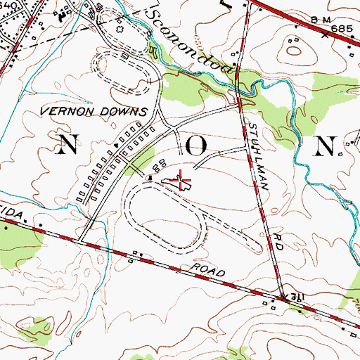 Topographic Map of Vernon Downs, NY